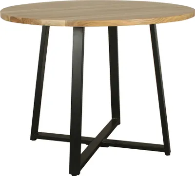 Produktbild von byLIVING Esstisch ARROW / Rund / Tischplatte Massivholz Akazie natur / Gestell Metall schwarz / D 100, H 77 cm