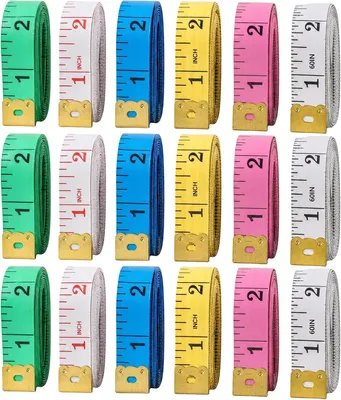 Produktbild von 18 Maßbänder zum Nähen, 150 cm/60 Zoll, 2 in 1, 6 Farben | Flexibles Körpermaßband für Schneiderei und DIY-Projekte