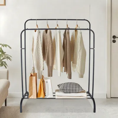 Image de Porte-manteau en fer avec 2 barres et étagère