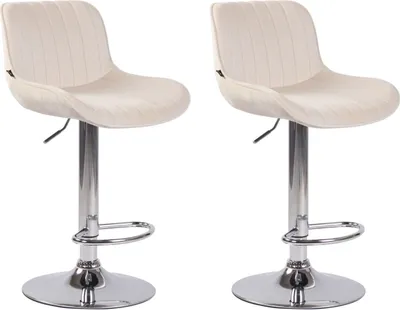 Produktbild von 2er Set Barhocker Lentini Samt chrom creme