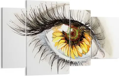 Produktbild von Bild auf Leinwand - Leinwandbild - Sonnenblume Auge Computer Blume - 120x70cm - Wand Bild - Wanddeko - Leinwanddruck - Bilder - Kunstdruck - Leinwand bilder - Wandkunst - DL120x70-3003