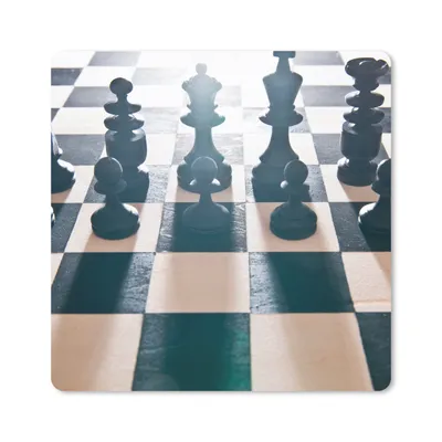 Produktbild von MuchoWow® Mauspad Mousepad Die schwarzen Schachfiguren auf dem Brett 20x20 cm - Mousepads - Maus Mat - Pad - Mausunterlage - Desk Mat - Bureauartikeln