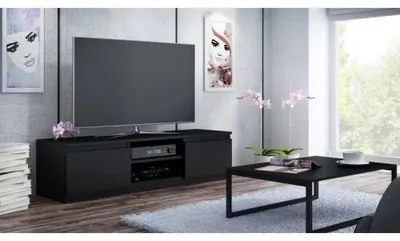 Zdjęcie produktu dla Topeshop RTV140 CZARNY, Czarny, Płyta wiórowa, Czarny, Płyta wiórowa, 2 pół., 1400 mm