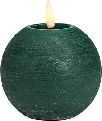 Image de Bougie LED Boules, set de 4, cire véritable scintillante, Ø 10x9 cm, vert