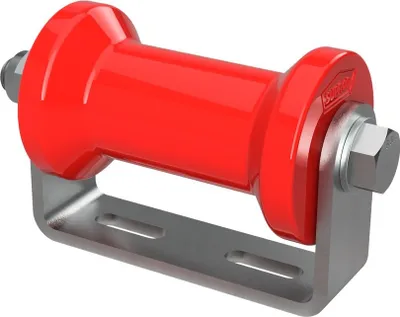 Zdjęcie produktu dla Poliuretanowa rolka kilowa z uchwytem roll pomoc do wodowania przyczepy z łodzią kształt cewki ocynkowany SUPROD, 125 mm, czerwony