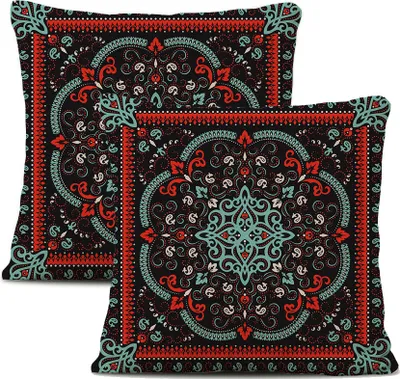 Obrázok produktu pre 2-balenie obliečok na vankúše Plyšové vlákno 45 cm X 45 cm, Dekoračný poťah na vankúš, Mandala, Bohémsky, Boho dekor, Hippie, Retro etno vankúš na gauč, spálňu, obývaciu izbu, farmu