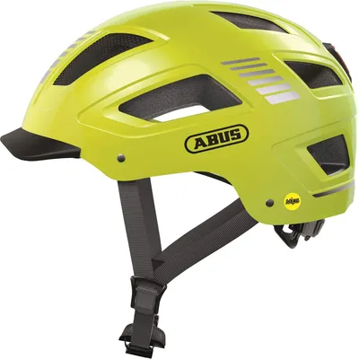 Zdjęcie produktu dla Kask miejski ABUS Hyban 2.0 MIPS - kask rowerowy z tylnym światłem, twarda skorupa ABS, ochrona przed uderzeniami - dla mężczyzn i kobiet - błyszczący żółty, rozmiar XL (58-63 cm)