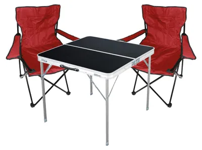 3-teiliges Campingmöbel Set rot Tisch + 2 Campingstühle mit Tasche