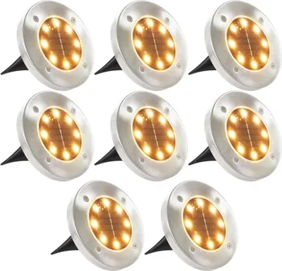Obrázok produktu pre Zapustené solárne svetlá do zeme 8 ks, LED svetlá, teplé biele