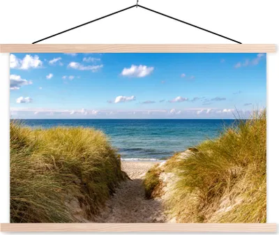 Produktbild von MuchoWow® Textilposter Strand - Wolken - Deutschland 120x80 cm mit holzfarbenen Rahmen - Aufhängeset