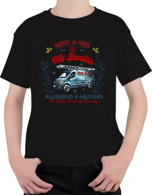 Produktbild von Harry & Marv Wet Bandits Plumbing Heating - Weihnachten Christmas Xmas Uni Kinder T-Shirt, Schwarz, 104