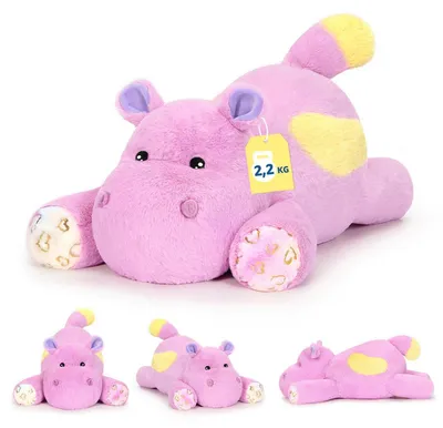 Produktbild von Gewichtetes Kuscheltier Nilpferd 2,2 kg 65 cm Plüsch Kissen Spielzeug für Kinder Erwachsene