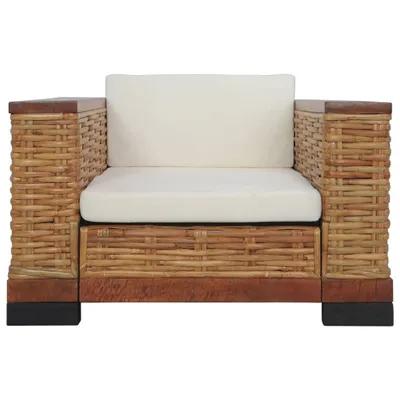 Immagine prodotto di set divano 2 pezzi con cuscini in rattan naturale marrone