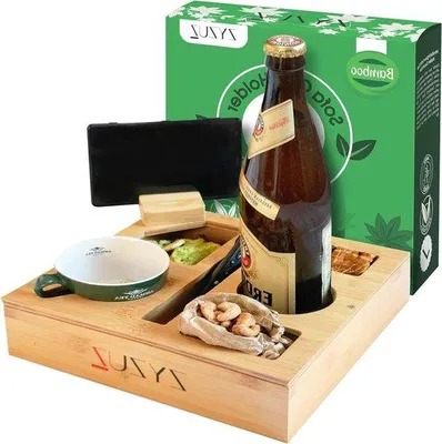 Produktbild von Robuste bamboe Bank mit Telefonhalter und Becherhalter - Camper - Bank - Snackbox - Organizer.