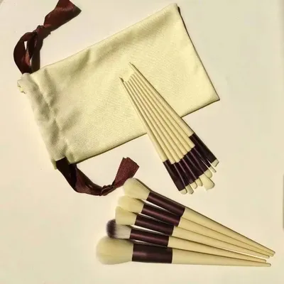 Produktbild von 13 Stück Professionelle Make-up Pinsel Foundation Lidschatten Set Holz Griff + Nylon Haar Gelb