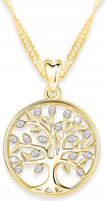 Immagine prodotto di Collana con albero della vita in oro con zirconi, argento 925