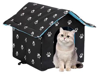 Produktbild von Katzenhaus für den Außenbereich, winterfest, 40x38x35cm, wasserdicht, warme Katzenhöhle, faltbare Katzenhöhle, Outdoor-Haus für kleine Hunde und Katzen aus Oxford