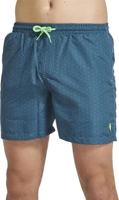 Produktbild von THE PEOPLE REP. Herren moderne Badeshorts / weite Badehose mit praktischer Tasche in angesagten Prints, Blau mit Wellenmuster, Gr. S