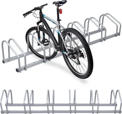 Produktbild von TolleTour Fahrradständer Mehrfachständer 2-6 Fach, Aufstellständer Fahrrad Ständer, Boden/Wand, 35-55 mm Reifenbreite - 6 Fahrräder, Silber