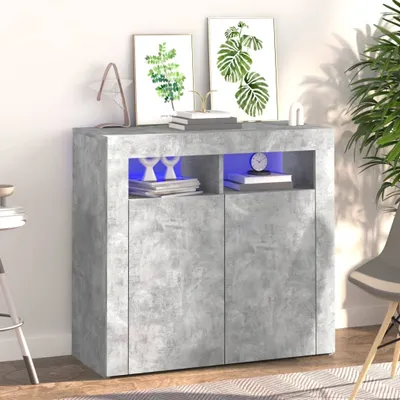Produktbild von vidaXL Sideboard mit LED-Leuchten Betongrau 80x35x75 cm