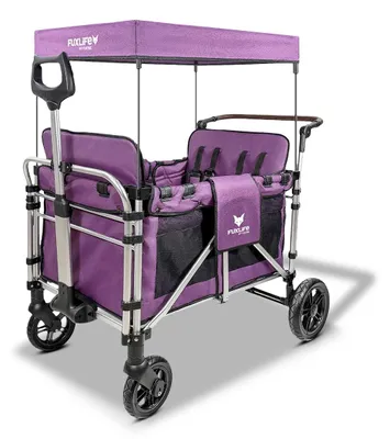 Produktbild von FUXLIFE by FUXTEC faltbarer Bollerwagen - Premium - FX-CTXL900 4-Sitzer Purpur mit Doppelsitzen & 5-Punkt Gurten großer Innenraum & Dach faltbar Purpur
