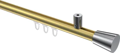 Produktbild von Interdeco Innenlaufstange / Gardinenstange mit Innenlauf Messing-Optik / Chrom, Typ Sonius Sitra (Konus) Deckenmontage, 20 mm Ø 1-läufig, 140 cm