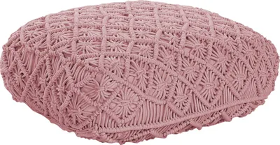 Produktbild von BELIANI Bodenkissen Rosa Baumwolle 50 x 50 x 20 cm Makramee Muster Quadratisch Modernes Design Sitzkissen für Wohnzimmer Schlafzimmer