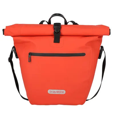 Produktbild von Travelite Basics for Bikes - große Fahrradtasche Gepäckträger wasserdicht, mit abnehmbaren Schultergurt und Rolltop Verschluss, 20 Liter, 1.1kg