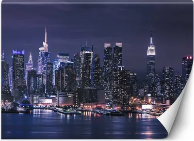 Produktbild von Vlies fototapete New York bei Nacht 300x210 cm Feeby Lila inkl. Kleber einfache Montage