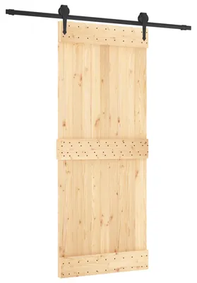 Obrázok produktu pre vidaXL Posuvné dvere v prírodnej a čiernej farbe, 85 x 210 cm, masívna borovica