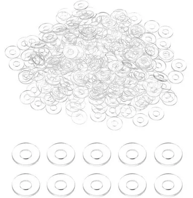 Productafbeelding van Kunststof afdichtingen, 240 stuks - 2,5 mm binnendiameter, 5 mm buitendiameter, 0,3 mm dikte - transparant