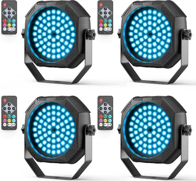 Obrázek produktu pro DJ/Disco LED PAR reflektor - Mini Flat Par - 60 LED - DMX a dálkové ovládání - Strobe - 90-240 V - Teplá bílá