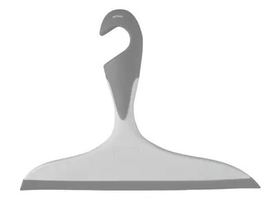 A bathroom squeegee with a hook for hanging.