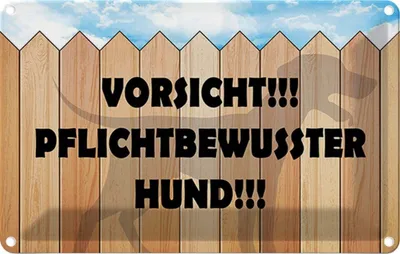 Produktbild von vianmo Blechschild 20x30 cm Vorsicht pflichtbewusster Hund Tier Haustier