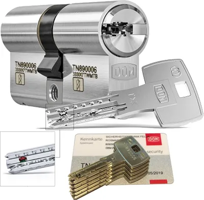 Produktbild von DOM iX Twido 333iX7TWMTB Modular-Doppelzylinder mit 5 Schlüssel, Länge (a/b) 30/30mm (c= 60mm), mit Sicherungskarte, mit Not- u. Gefahrenfunktion und erhöhtem Bohrschutz