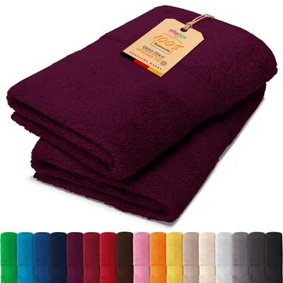 Produktbild von EllaTex PARIS 2er Set Duschtücher 70x140 cm – 100% Baumwolle, 500 g/m² Frottier, in Farbe: Brombeere