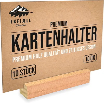 Produktbild von Holz Kartenhalter 10 cm, Set von 10, Massiv Buchenholz, Für Tischdekoration