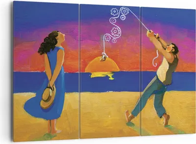 Produktbild von Bild auf Leinwand - Leinwandbild - 3 Teile - Symbol Liebe Surrealismus - 165x110cm - Wand Bild - Wanddeko - Wandbilder - Leinwanddruck - Bilder - Wanddekoration - Leinwand bilder - CE165x110-4411