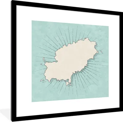 Produktbild von MuchoWow® Gerahmtes Poster Eine Illustration einer gelben Karte von Ibiza auf blauem Hintergrund 40x40 cm - Poster mit Schwarzem Bilderrahmen Wandposter Rahmen Foto Bilder - Poster - Plakat im Rahmen