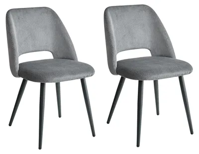 Obrázek produktu pro Sada jídelních židlí (2, 4 nebo 6 kusů) – sedák z ribového sametu, ergonomický design, černé kovové nohy
