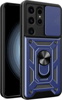 Produktbild von Hybrid Armor Camshield Gehäuse Für Samsung Galaxy S24 Ultra Gepanzert Mit Kameraabdeckung - Blau