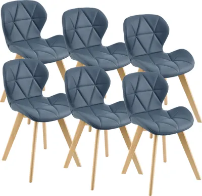 Produktbild von Esszimmerstuhl 'Älmhult' 6-er Set 78x47x52 cm Kunstleder Blau