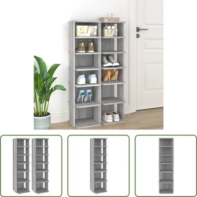 Obrázek produktu pro The Living Store Stojany na boty 2 ks. Grey Sonoma 27,5x27x102 cm Materiál na bázi dřeva