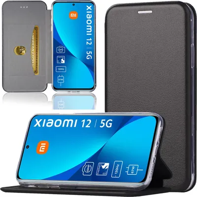 Produktbild von Handy Schutz Hülle für Xiaomi 12 / 12X / 12s Handytasche mit Magnetdeckel Kartenfach und Standfunktion Klapphülle Schwarz