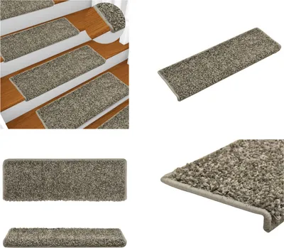 Image de vidaXL Tapis Marches d'escalier 15 pcs 65x21x4 cm Gris - Tapis de marche - Tapis d'escalier - Tapis de marche d'escalier