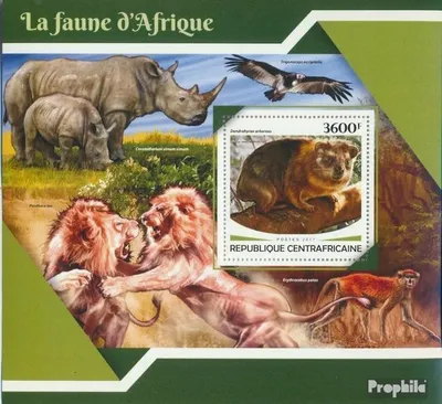 Produktbild von Briefmarken Zentralafrikanische Republik 2017 Mi Block 1670 (kompl. Ausgabe) postfrisch Afrikanische Fauna