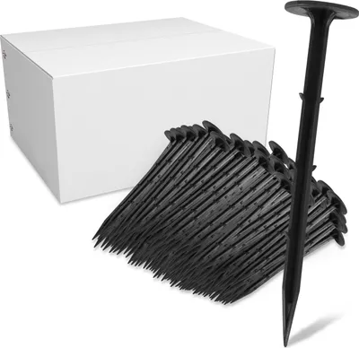 Immagine prodotto di 200-1000 set di tasselli per il terreno, l. 160 mm, picchetti per il terreno in plastica, fissaggio con vello da giardino, vello per erbacce, nero, picchetti per tende - 200 pz