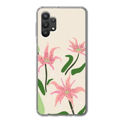 Produktbild von MuchoWow® Handyhülle Schutzhülle Hülle für Samsung Galaxy A32 5G Blume - Rosa - Blätter Silikon Softcase Handy Hülle - Softcase