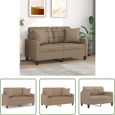 Produktbild von The Living Store 2-Sitzer-Sofa mit Zierkissen Cappuccino-Braun 120 cm Kunstleder