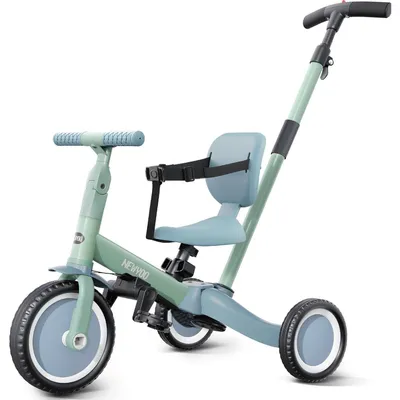 Productafbeelding van Driewieler 5-in-1, loopfiets, duwstang, afneembare pedalen, geschikt vanaf 1 jaar, kleur: groen